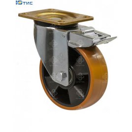 Колеса поворотные усиленные Серия 54 medium с крепежной панелью и тормозом